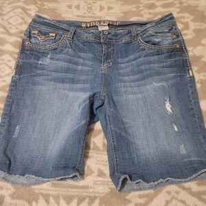 Hydraulic Blue Distressed Denim Shorts